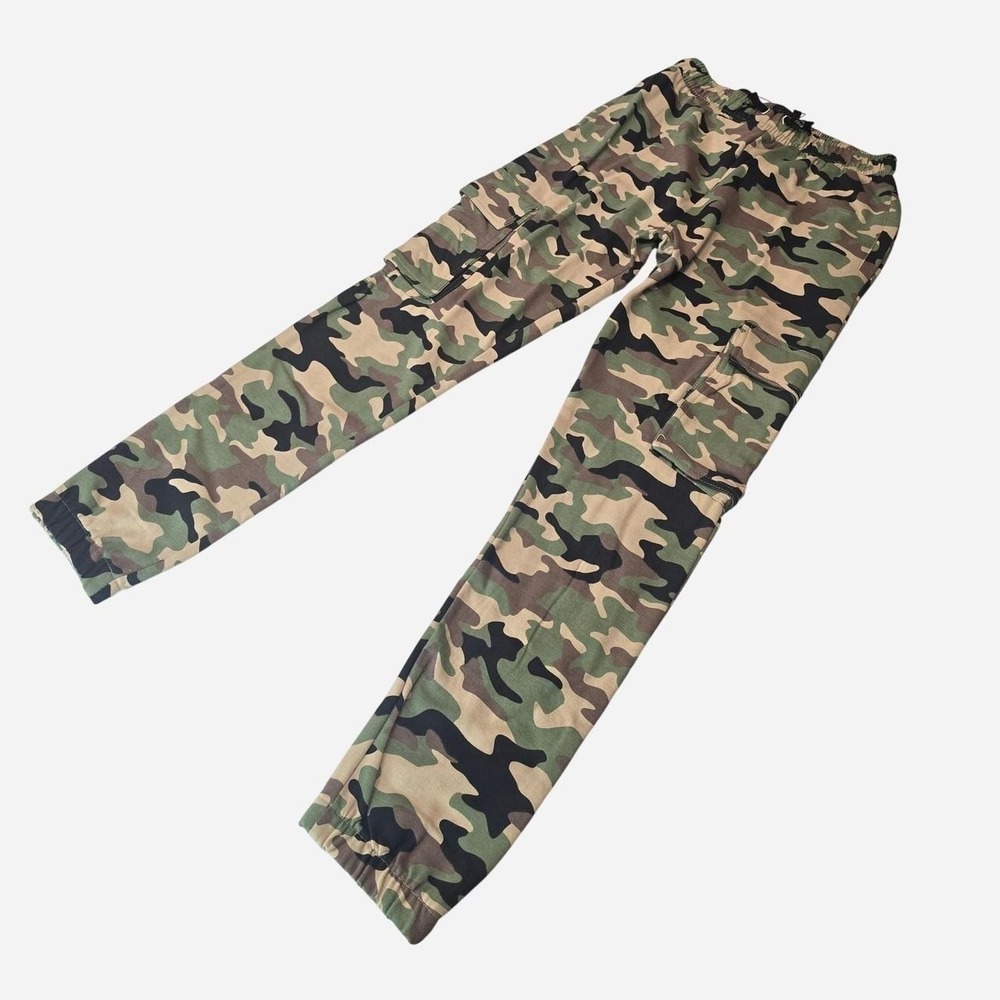 Fashion Nova Kids Camo Cargo Long Pants Green Camouflage- 12/14